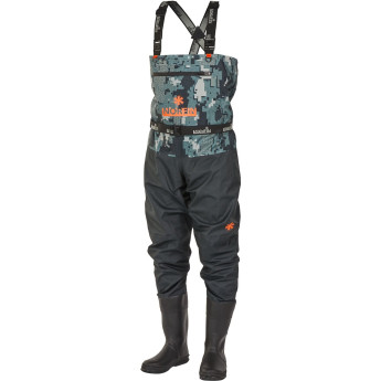 Полукомбинезон забродный NORFIN PILOT CAMO BOOTFOOT р.46-XXL с сапогами резина